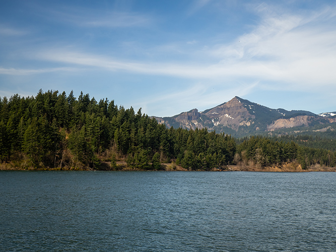Bonneville Landslide deposit (foreground, left) and Table Mountain (background, right)
