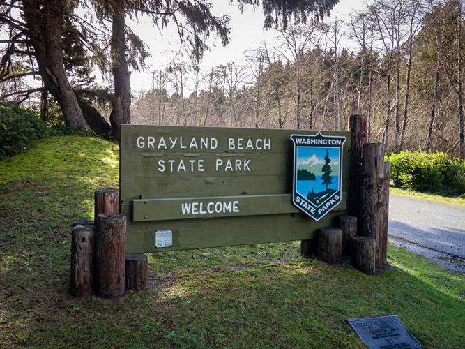 Grayland Beach State Park entrance off of Cranberry Beach Road
